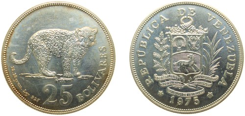 Venezuela 1975 25 Bolívares Silver (.925) BU
