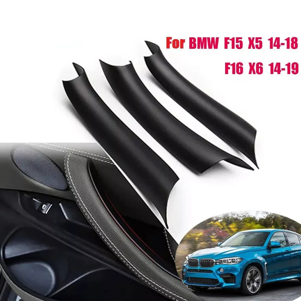 Black Inner Door Panel Handle Pull Trim Cover For BMW X5 X6 F15