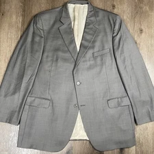 Jack Victor Mens 48L Solid Gray Sport Coat Blazer Jacket Wool