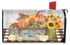 Farm Fresh Bushel Autumn Magnetic Mailbox Cover Pumpkins Standard Briarwood Lane