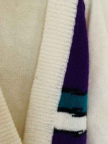 VTG 80s Penrose Crossover Oversized Color Block Acrylic Cardigan Sweater M/L - Picture 4 of 5