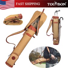 TOURBON Canvas Leather Golf Bags Vintage Sunday Carry Strap Golf Clubs Balls Bag