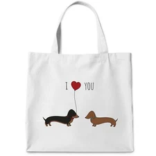 I Love You Dachshund Tote Bag Dog Lover Gifts Reusable Travel Shopping Bag