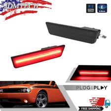 Smoked Lens Red LED Front Fender Side Marker Lights For 2008-14 Dodge Challenger
