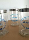Vintage GRAFCO Apothecary Jar Set Of 5 Glass w/ Stainless Steel Lids Sundry  — photo 3