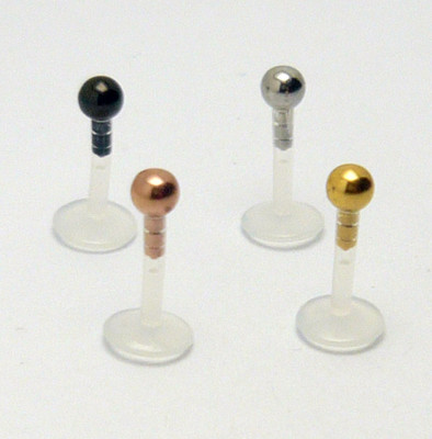 4er SET Lippenpiercing Bioflex Labret Kunststoff Lippen Piercing Kugel