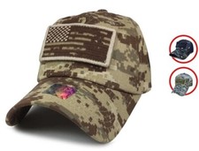 Tactical USA Flag Hat Military Army Veteran Ball Cap Mesh Back Removable Patch
