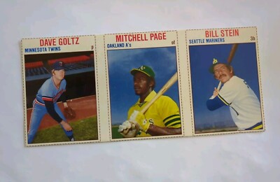1979 Hostess Baseball Card Panel #16, 17 & 18 Goltz, Page And Stein