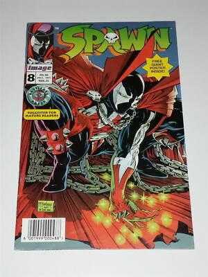 SPAWN #8 FN- (5.5) 1993 SOUTH AFRICAN VARIANT WITH POSTER BATTLE AXE IMAGE 
