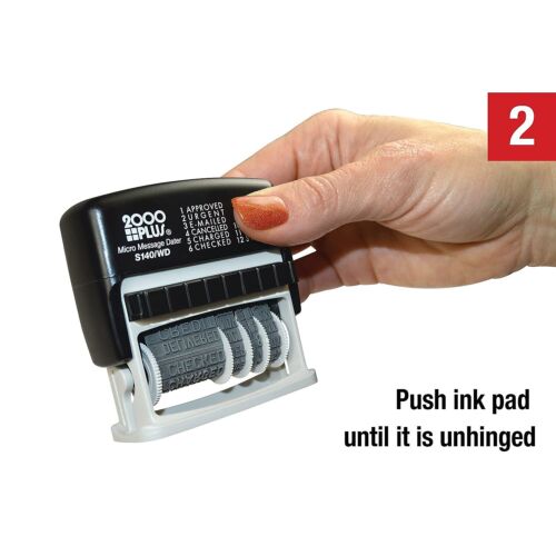 2000 PLUS 12 in 1 Self Inking Date and Message Rubber Stamp Black Ink - Picture 8 of 9