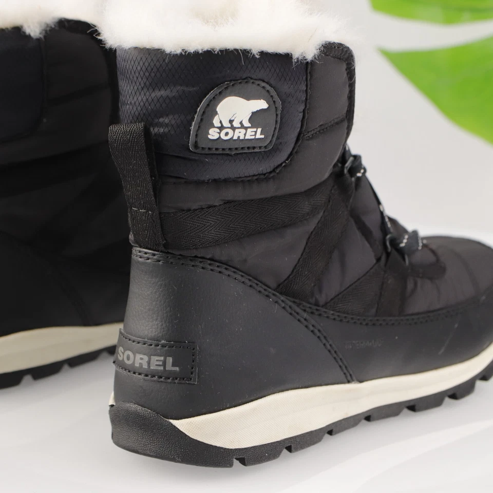 Sorel Womens Whitney Boot Size 8.5 Black Nylon Quilted Lace Up Bootie Waterproof - Image 4 of 4