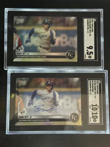 Bobby Witt Jr. 2022 Topps Now #1006 RAINBOW FOIL 1/1 AUTO SGC 10 GEM w/10 Auto