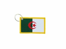 Keychain keyring embroidered embroidery patch double sided flag algeria algerian