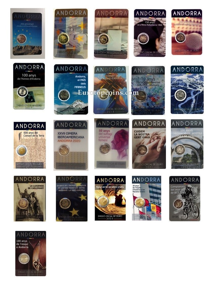 #RM# BLISTER 2 EURO COMMEMORATIVE ANDORRA (2014-2024) ALL PIECES - PLEASE CHOOSE