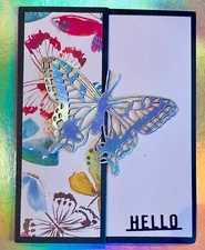 4 Stampin Up Hello BUTTERFLY BRILLIANCE Card Kit Rainbow Foil Cardstock Fun Fold