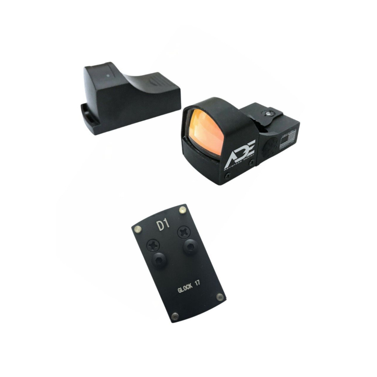 Прицел ADE Advanced Optics 5 MOA Red Dot (черный) и монтажная пластина для Glock