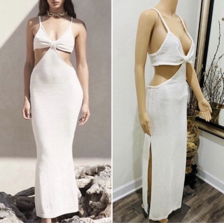 Beige Botany knit cut out maxi dress M. NWOT Orig $258