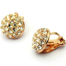 Sparkly Rose Gold finish clip-on earrings non pierced sparkly dress jewellery UK