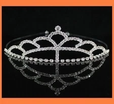 GIRL'S CLEAR AUSTRIAN RHINESTONE TIARA HEADBAND CROWN PARTY H792 SILVER