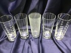 5 MIKASA CHEERS HIGHBALL GLASSES etched glass 3 DESIGNS! EXCELLENT! — photo 1