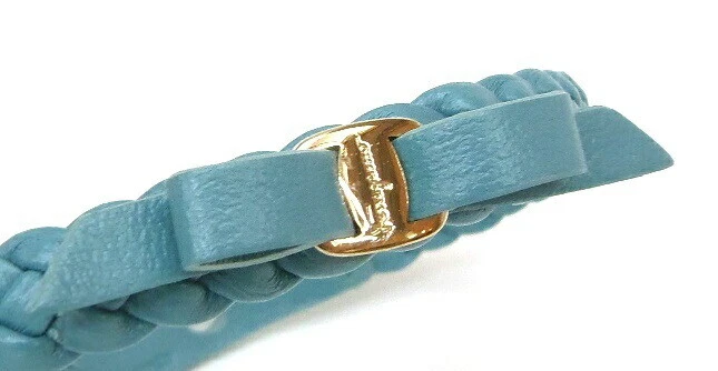 Ferragamo Varribon 编织手镯手链蓝色皮革长度 17.5 厘米 配件 — 第 4/4 张图片