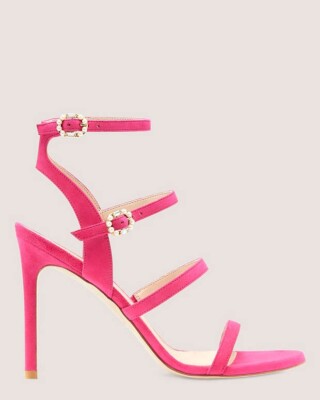 Stuart Weitzman Dazzle Gladiator 100 Suede Sandal In Pink
