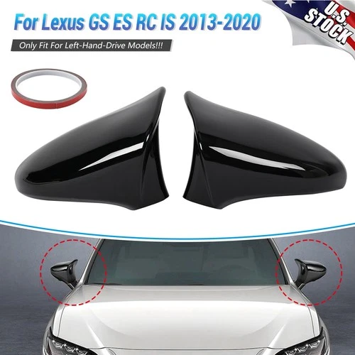 Pair Side Mirrors Cover Caps Black for Lexus IS200 IS250 IS300 IS350 2013-2020