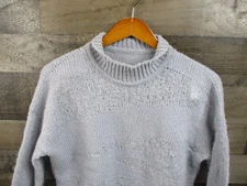 Free People Sweater Womens Medium Blue Alpaca Blend Crewneck Fuzzy Pullover Soft