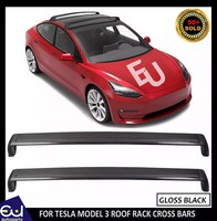 ROOF RAILS RACK BLACK CROSS BARS PAIR KIT FULL WIDTH FOR TESLA MODEL 3 2017+
