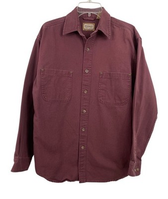 CE Schmidt Workwear Red Cotton Button Long Sleeve Canvas Shirt Mens Size Medium