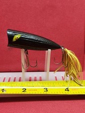Vintage Cotton Cordell 2.5" Ratlin' Popper "Chop-Stick" Fishing Lure Black +Tail