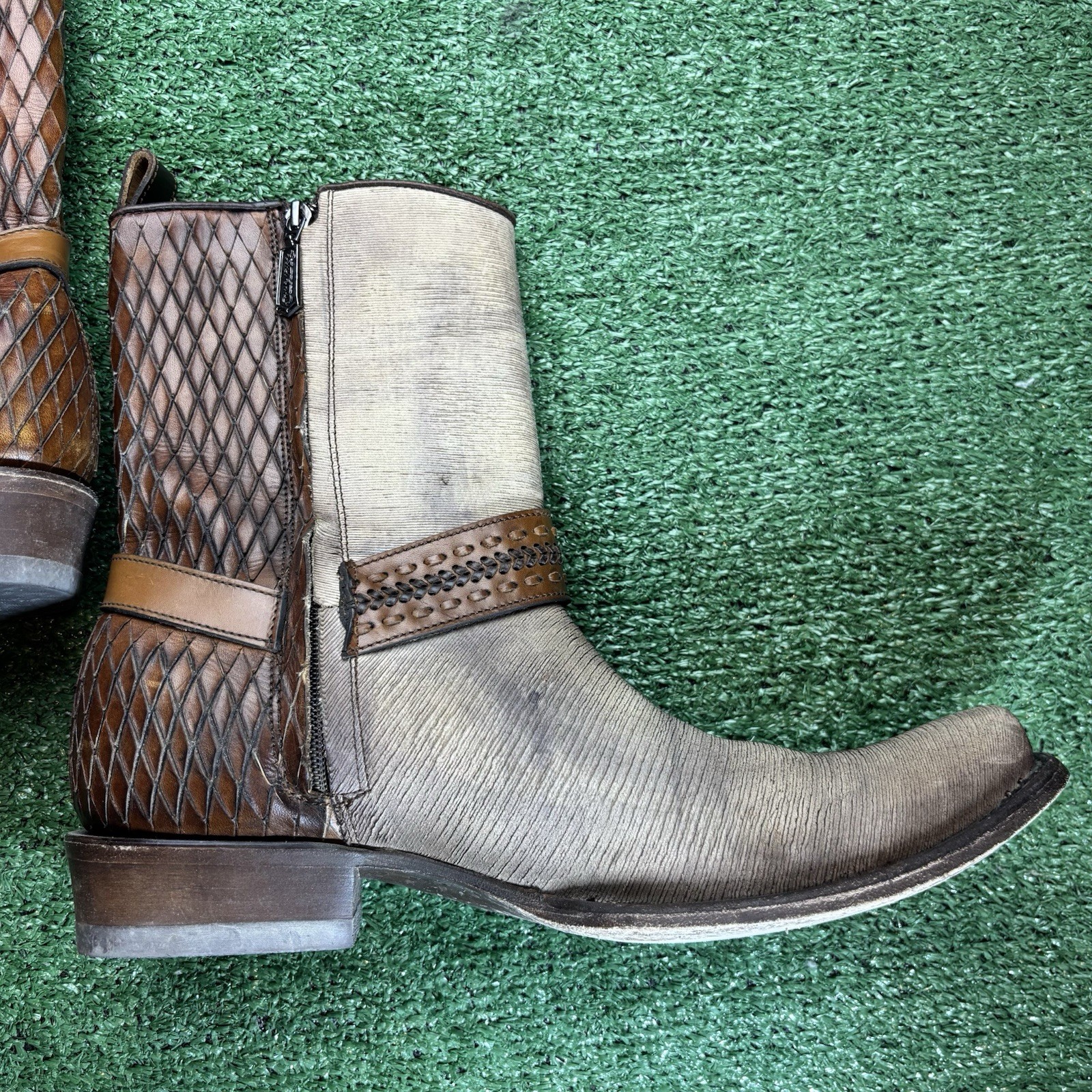 Cuadra Brown Half Python Boots Side Zip Rubber So… - image 7