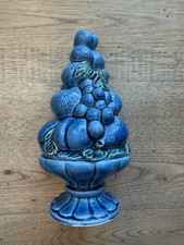 Vintage Japan Blue Ceramic Fruit Topiary Centerpiece Pedestal Urn Mid Century 8&rdquo;