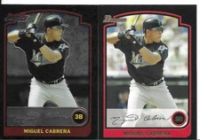 MIGUEL CABRERA 2 CARD LOT 2003 BOWMAN DRAFT PICKS CHROME + BASE CARD