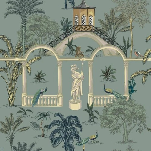 Dolls House Wallpaper Oriental Peacock Design Miniature Print 1:12 Decoration
