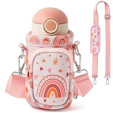 Water Bottle Carrier Bag with Strap for Kids - Water Bottle Bag Holder Boho