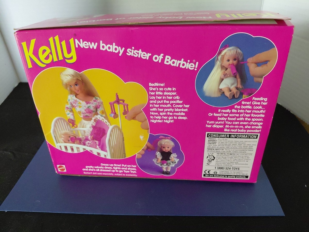Vintage Bedtime Kelly Baby Sister of Barbie Doll Mattel Crib Toy