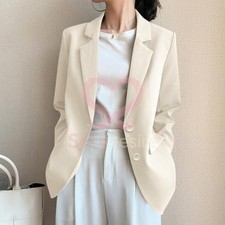 Fashion Womens Lapel Collar Long Sleeves Blazer Casual Outwear Coat