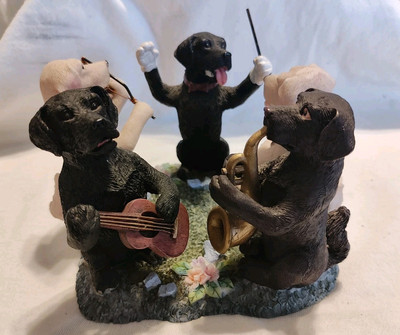 True Friends Continental Creations 5 Lab Dogs Playing Music Candle Holder 2002
