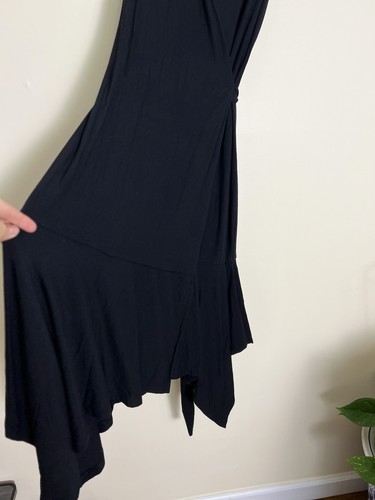 Athleta Womens Windward Modal Black Sleeveless Midi Wrap Dress Picnic Small Chic - Picture 7 of 14