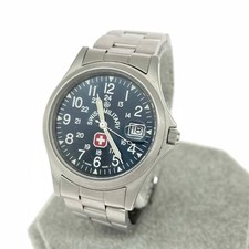SWISS MILITARY HANOWA 6-413 6-513 Quartz Military Watch Navy Dial Date Steel