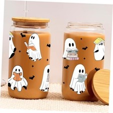 16oz Ghost Reader Halloween Cup with Lid Straw - Halloween Ghost Ghost Motif