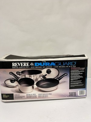 Vintage Revere Ware Duraguard 5 Pc Cookware Set 3500798 New In Box NOS Stainless