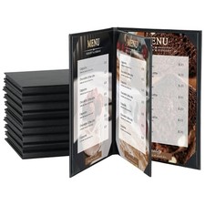4 View 10 Pack Black Menu Holder Menu Covers 8.5" x 11" 4 View, 10 Pack
