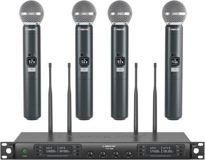 Phenyx Pro Quad Channel Wireless Mikrofon System, 4 Handheld Funkmikrofone, 4