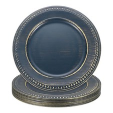 10pcs Charger Plates Bulk 13" Plastic Beaded Chargers Dinner Plates, Blue