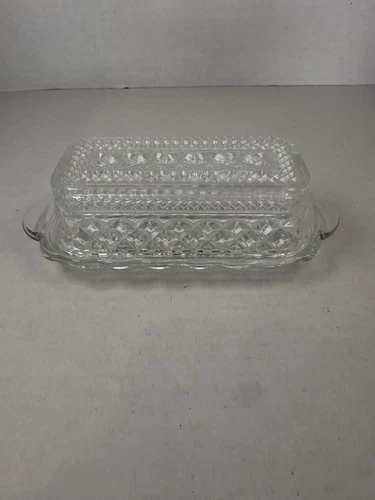 Anchor Hocking Crystal Clear Wexford Butter Dish Mid Century Depression Glass