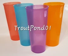 Tupperware Tumblers Straight Sided Stacking Set 4 Orange Purple Blue Coral 12 oz