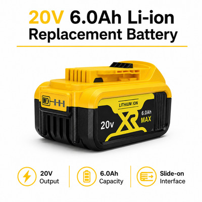 Für Dewalt 20V 6Ah Akku Li-Ion Ersatzakku kompatibel mit DCB205 DCB204 DCB200