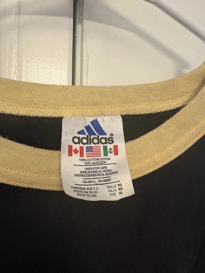 Vintage Adidas Short Sleeve Black Tshirt Late 80s Early 90s Made In USA Size XL - Image 2 of 3